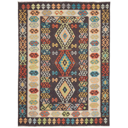 Tappeto Kilim Afghanistan Geometrico Antracite Multicolore 1