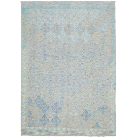Tappeto Kilim Afghanistan Astratto Grigio Azzurro Turchese 1