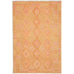 Tappeto Kilim Afghanistan Geometrico Arancio Rosa 169x251 Cm