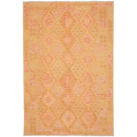 Tappeto Kilim Afghanistan Geometrico Arancio Rosa 169x251 Cm