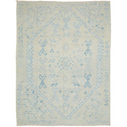 Tappeto Kilim Afghanistan Geometrico Beige Azzurro Cielo 185