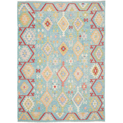 Tappeto Kilim Afghanistan Geometrico Azzurro Rosso 175x243 C