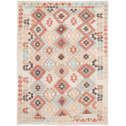 Tappeto Kilim Afghanistan Geometrico Avorio Terracotta 185x2