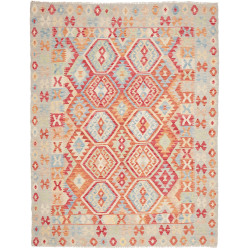 Tappeto Kilim Afghanistan Geometrico Azzurro Rosso 182x231 C