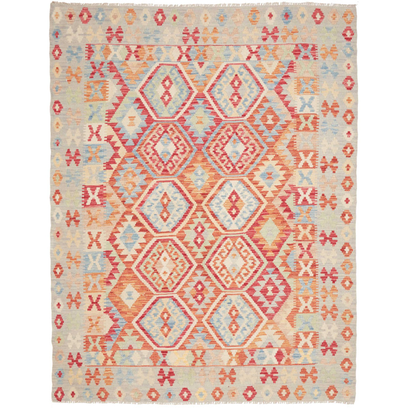 Tappeto Kilim Afghanistan Geometrico Azzurro Rosso 182x231 C