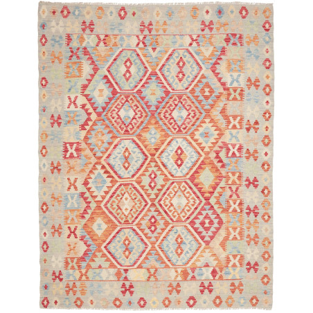 Tappeto Kilim Afghanistan Geometrico Azzurro Rosso 182x231 C