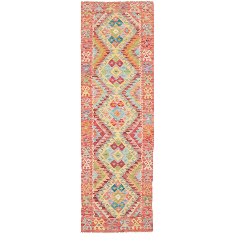 Tappeto Kilim Afghanistan Geometrico Multicolore Corallo 76x