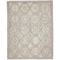 Tappeto Kilim Afghanistan Geometrico Grigio Azzurro 178x220
