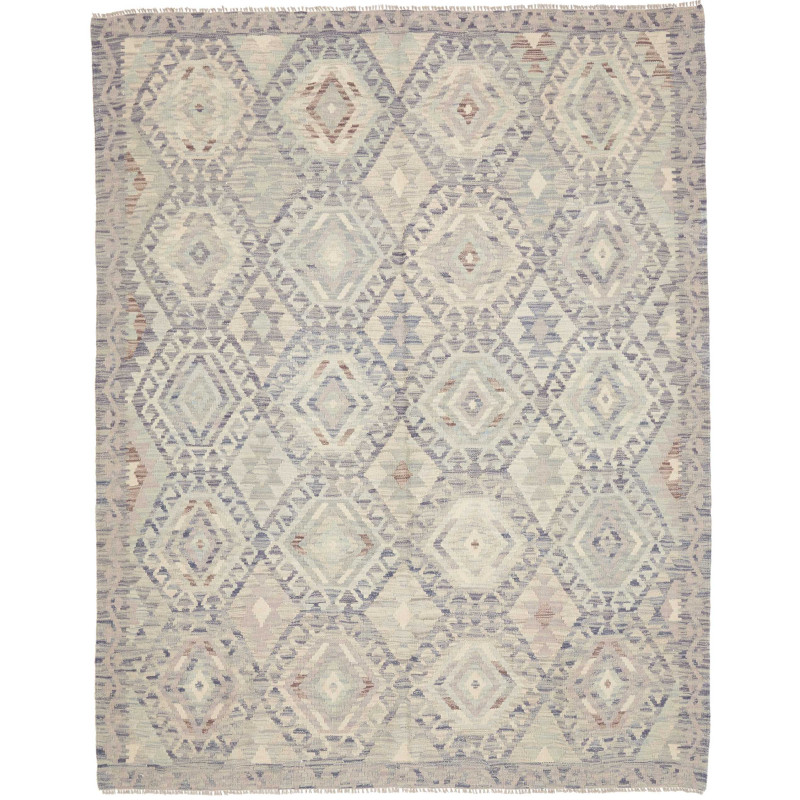 Tappeto Kilim Afghanistan Geometrico Grigio Azzurro 178x220