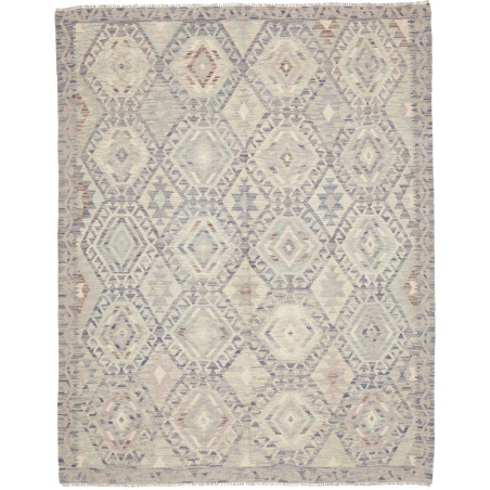 Tappeto Kilim Afghanistan Geometrico Grigio Azzurro 178x220
