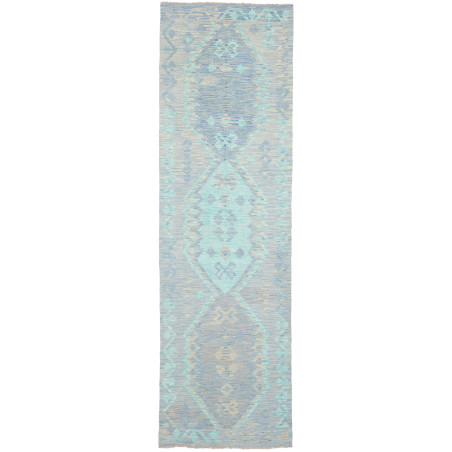 Tappeto Kilim Afghanistan Geometrico Blu Celeste 88x298 Cm
