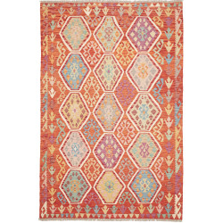 Tappeto Kilim Afghanistan Astratto Arancio Policromo 170x256