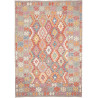 Tappeto Kilim Afghanistan Geometrico Grigio Rosso 174x241 Cm
