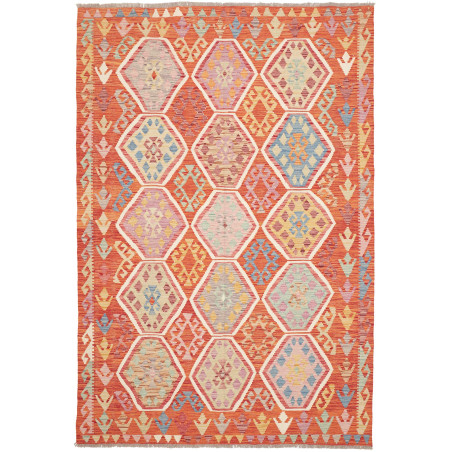 Tappeto Kilim Afghanistan Astratto Arancio Policromo 168x250