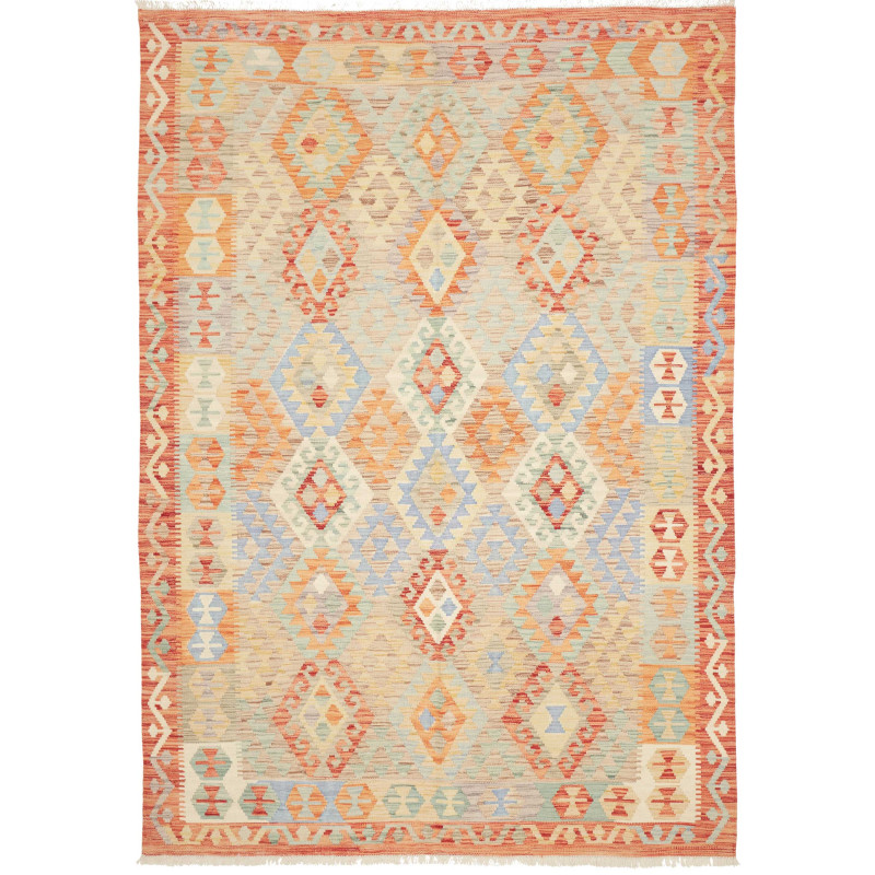Tappeto Kilim Afghanistan Geometrico Beige Arancio 178x253 C