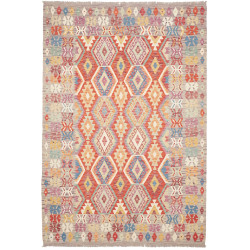 Tappeto Kilim Afghanistan Astratto Arancio Blu 174x249 Cm