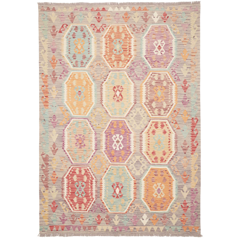 Tappeto Kilim Afghanistan Astratto Grigio Pastello 174x247 C