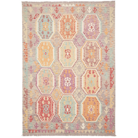 Tappeto Kilim Afghanistan Astratto Grigio Pastello 174x247 C