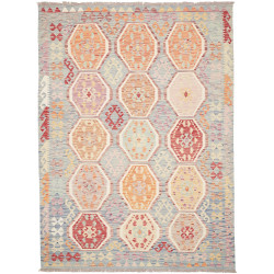 Tappeto Kilim Afghanistan Astratto Azzurro Multicolore Paste