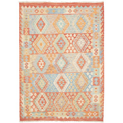 Tappeto Kilim Afghanistan Astratto Terracotta Azzurro 173x24