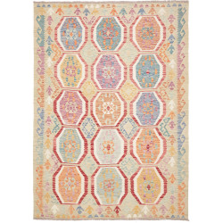 Tappeto Kilim Afghanistan Astratto Beige Multicolor Pastello