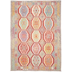 Tappeto Kilim Afghanistan Astratto Grigio Multicolore 177x24
