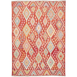 Tappeto Kilim Afghanistan Astratto Rosso Arancio 172x238 Cm