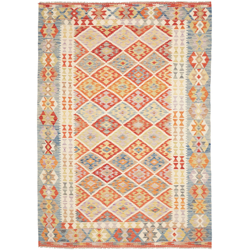 Tappeto Kilim Afghanistan Geometrico Multicolore Etnico 178x