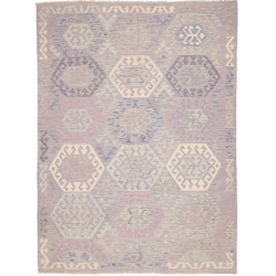 Tappeto Kilim Afghanistan Geometrico Grigio Lavanda Crema 17