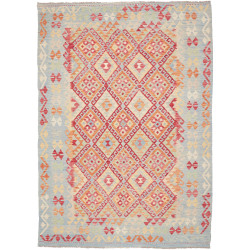 Tappeto Kilim Afghanistan Geometrico Celeste Rosso 177x246 C