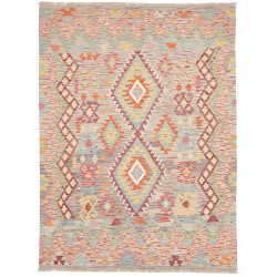Tappeto Kilim Afghanistan Geometrico Grigio Multicolor Paste