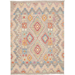 Tappeto Kilim Afghanistan Geometrico Grigio Multicolore 149x