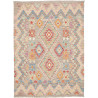 Tappeto Kilim Afghanistan Geometrico Grigio Multicolore 149x