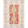 Tappeto Kilim Afghanistan Geometrico Crema Rosso 150x200 Cm