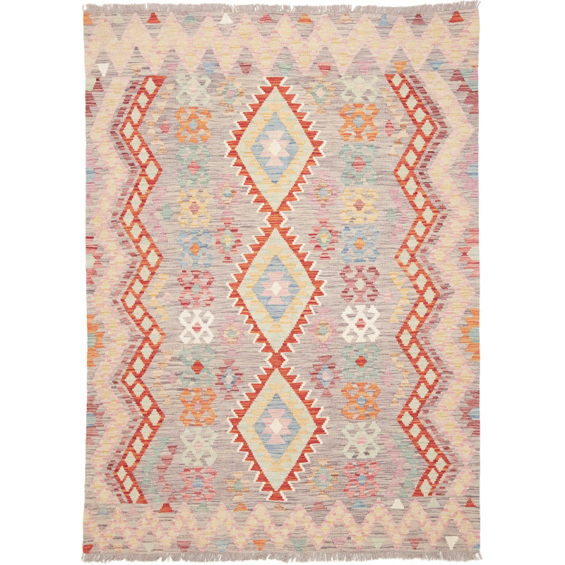 Tappeto Kilim Afghanistan Geometrico Grigio Multicolore Past
