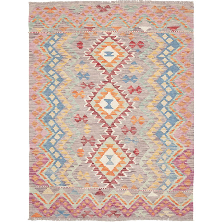 Tappeto Kilim Afghanistan Geometrico Grigio Multicolore Past