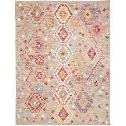 Tappeto Kilim Afghanistan Geometrico Grigio Multicolore Viva