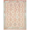 Tappeto Kilim Afghanistan Geometrico Bianco Azzurro 153x196