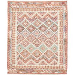 Tappeto Kilim Afghanistan Geometrico Panna Terracotta 159x19