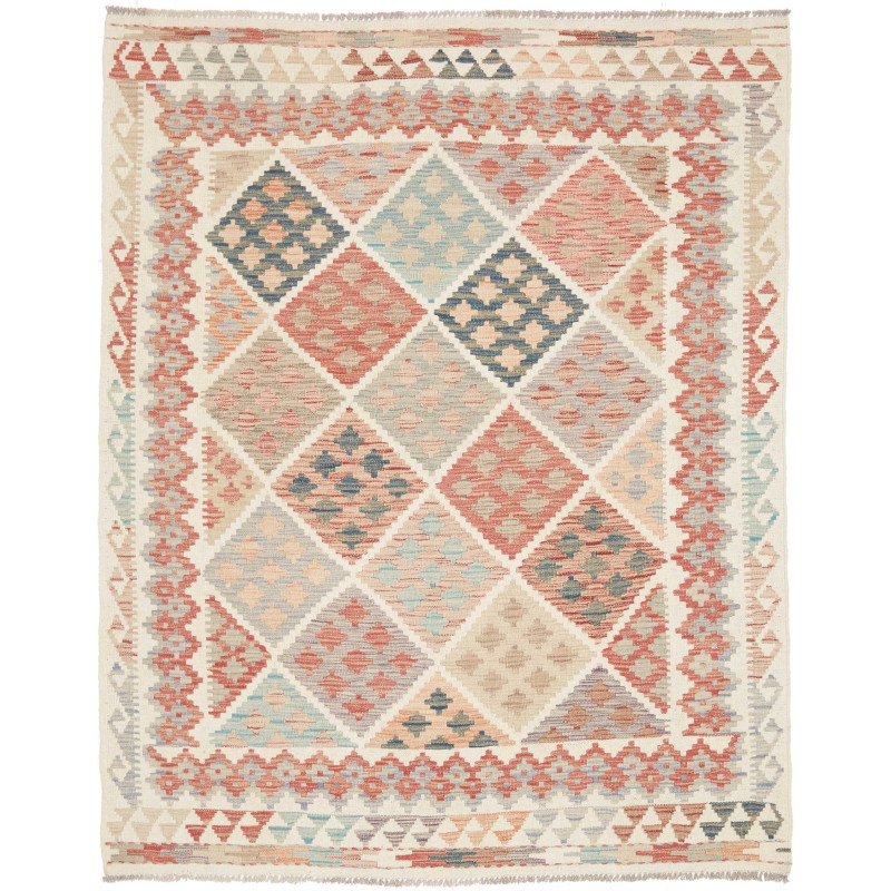 Tappeto Kilim Afghanistan Astratto Multicolore Pastello 152x