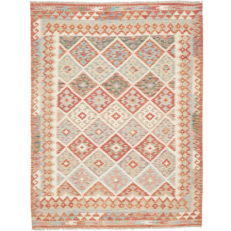 Tappeto Kilim Afghanistan Astratto Multicolore Beige 152x198