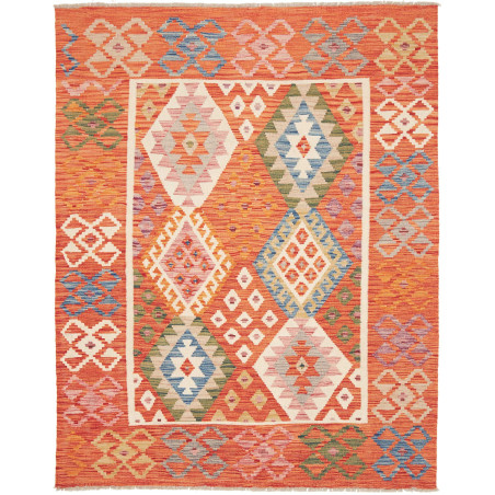 Tappeto Kilim Afghanistan Geometrico Arancione Multicolore 1