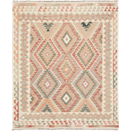 Tappeto Kilim Afghanistan Geometrico Crema Arancio 159x188 C