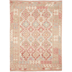 Tappeto Kilim Afghanistan Astratto Beige Rosso 153x205 Cm