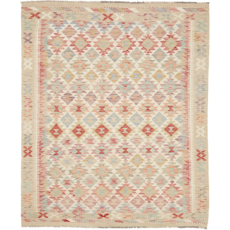 Tappeto Kilim Afghanistan Astratto Crema Multicolore Pastell