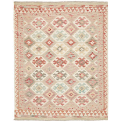 Tappeto Kilim Afghanistan Astratto Beige Rosa 154x194 Cm
