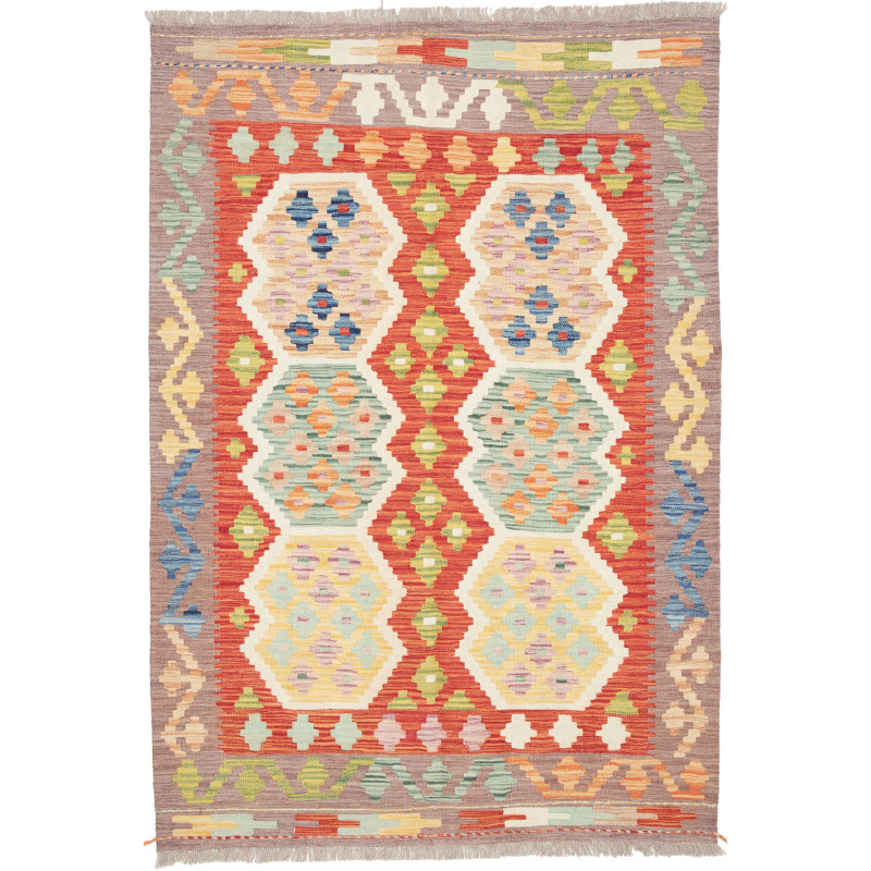 Tappeto Kilim Afghanistan Astratto Terracotta Multicolore Ch