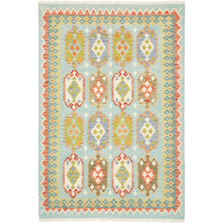Tappeto Kilim Afghanistan Astratto Azzurro Arancio 126x184 C