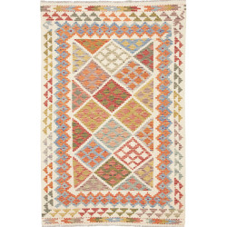 Tappeto Kilim Afghanistan Astratto Avorio Multicolore 117x17
