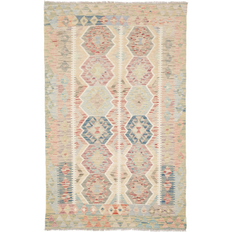 Tappeto Kilim Afghanistan Geometrico Beige Rosa 119x188 Cm